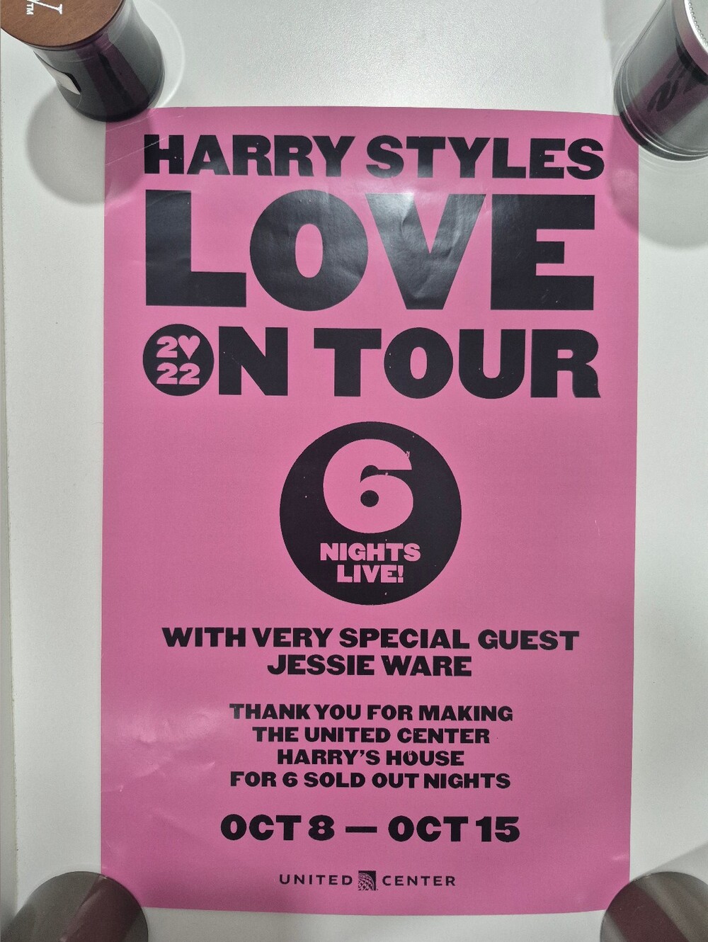 Harry Styles Love On Tour 2022 Pink Poster Harry's House United Center Chicago